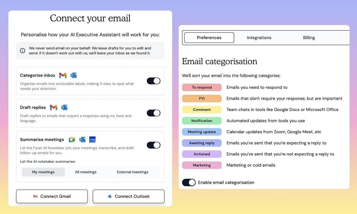 Fyxer.ai email categorization feature